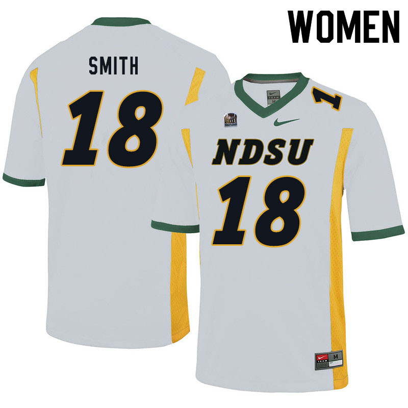Women #18 Cam Smith North Dakota State Bison College Football Jerseys Sale-White - Click Image to Close